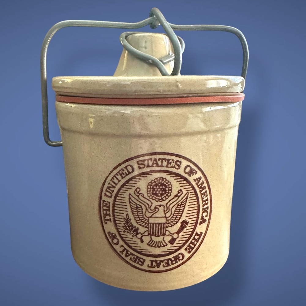 Vintage Stoneware, Cheese Crock, The Great Seal The United States America